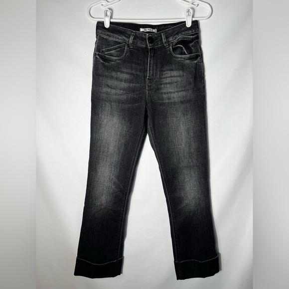 Re-HasH Black Washed Out Cuffed Jeans Size 25 - Picture 1 of 10